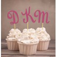 thumbnail image 1 of Darling Souvenir Custom Initials Wedding Cupcake Toppers Personalized Party Dessert Decorations - Pack Of 20, 1 of 3