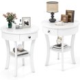 thumbnail image 1 of Costway 2 Pcs Table d'Appoint à 2 Niveaux Bout de Canapé Ronde Table de Nuit Chambre Salon Blanc, 1 of 10