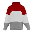 thumbnail image 3 of Frostluinai Women's Color Block Chunky Sweaters Turtleneck Long Sleeve Oversized Pullover Drop Shoulder Loose Fit Sweaters Comzy Sweaters, 3 of 6