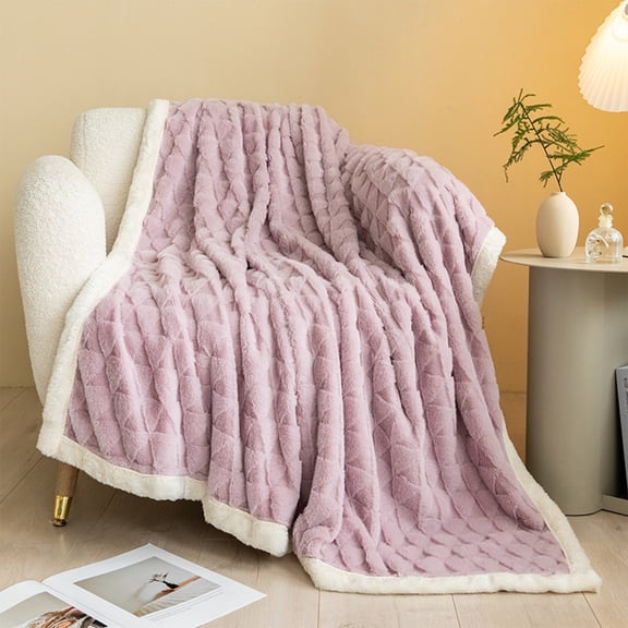 Meitianfacai Warm Blanket Comfortable Thick Blanket Lunch Break Home Leisure Blanket Solid Holiday Gift Autumns And Winter Thick Blanket, Pink