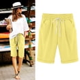 thumbnail image 2 of Timegard Plus Size Shorts for Women Elastic Waisted Drawstring Casual Knee Length Shorts with Pockets, 2 of 6