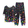 thumbnail image 4 of Chemises à Manches Courtes pour Femmes Mode Dames Imprimé Floral Manches Courtes Coton Lin Ensemble Haut et Pantalon Décontractés Manches Courtes pour Femmes, 4 of 4