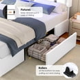 thumbnail image 4 of Homfa King Bed Frame with LED Headboard & Charge Station & 2 Storage Drawers, PU Leather Upholstery Adjustable Platform Bed Frame, White, 4 of 7