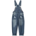 thumbnail image 2 of KIDSCOOL SPACE Boy Girl Overalls, Big Bib Stretchy Distressed Denim Jumpsuit,Blue,7-8 Years, 2 of 7