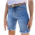 thumbnail image 2 of Weiqiqre Jupe Courte en Denim pour Femmes, Mini-Jupe Extensible à Taille Mi-Haute, Décontractée et Tendance, Jupes en Jean avec Poches, 2 of 9