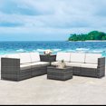 thumbnail image 3 of Costway Ensemble de Meubles en Rotin Osier 8 Pcs pour Patio avec Table de Rangement Blanc, 3 of 10