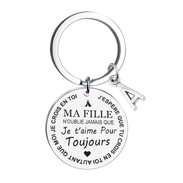 Porte-clés en Acier Inoxydable 26 Lettres 3X3Cm