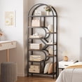 thumbnail image 1 of TROPOW Bookshelf 6 Tier Arched Bookcase 81.7in Tall Display Racks Geometric Open Storage Shelf Unique Book Rack Metal Frame Large Modern Book Shelf for Bedroom, Living Room, Home Office,Black, 1 of 5