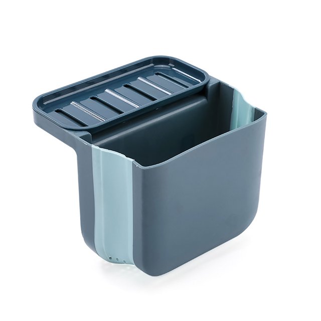 Oleegame 2PC Shower Soap Dish With Hook Folding Sink Rack Holder Expandable Storage Basket Rack Holder Expandable Blue