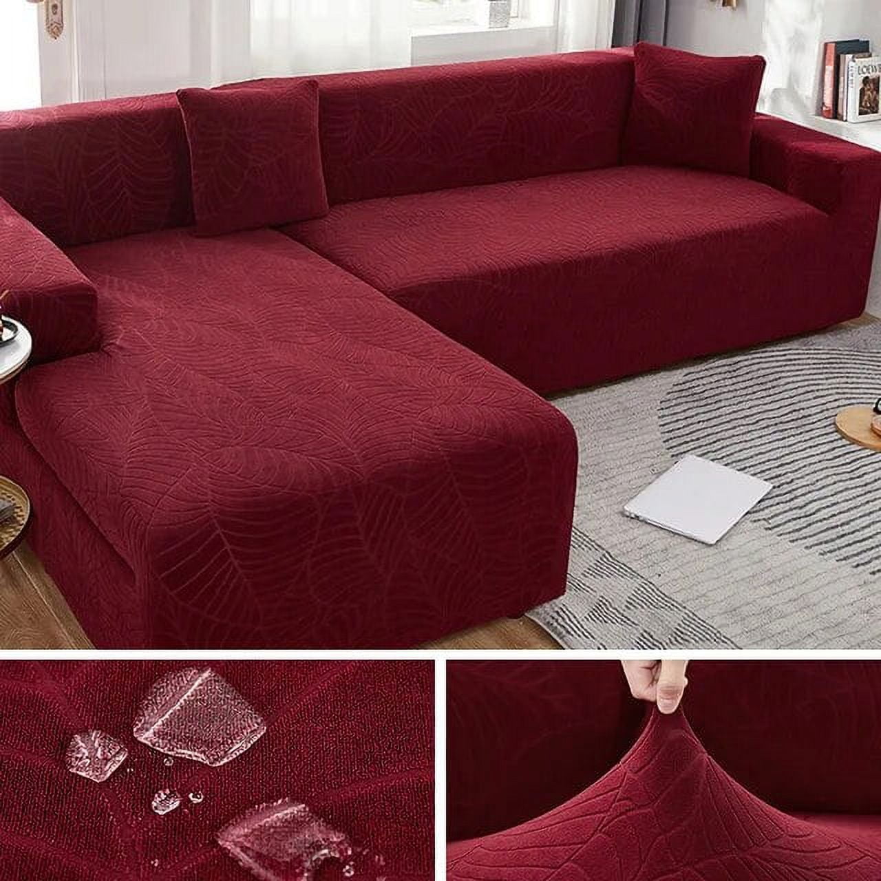 Waterproof Sofa Covers 1/2/3/4 Seats Jacquard Solid Couch Cover L Shaped Sofa Cover Protector Bench Covers