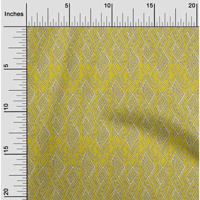 oneOone Cotton Poplin Fabric Swirl & Geometric Block Print Fabric By The Yard 56 Inch Wide