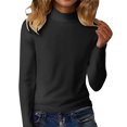 thumbnail image 2 of Floleo Women's Ribbed Turtleneck Fitted Tops Long Sleeve Shirts Basic Thermal Layering(Black,M), 2 of 9