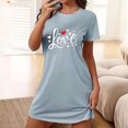 thumbnail image 2 of Pyjamas Grande Taille Chemises de Nuit pour Femmes Manches Courtes Chemises de Nuit pour Dormir Nuisette à Enfiler Douce Mignonne Imprimée Robe de Nuit Robes pour Femmes Tenue de Nuit Robe de Pyjama Gris Foncé TTG, 2 of 5