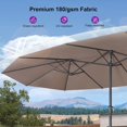 thumbnail image 2 of PURPLE LEAF 15ft Patio Umbrella with Base Included Double-Sided Rectangle Outdoor Umbrella Table Market Umbrella with Crank for Backyard Pool Garden Deck, Taupe, 2 of 8