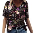 thumbnail image 1 of Birdeem T-Shirt Décontracté à Manches Courtes Col en V Imprimé Mode pour Femmes, 1 of 4