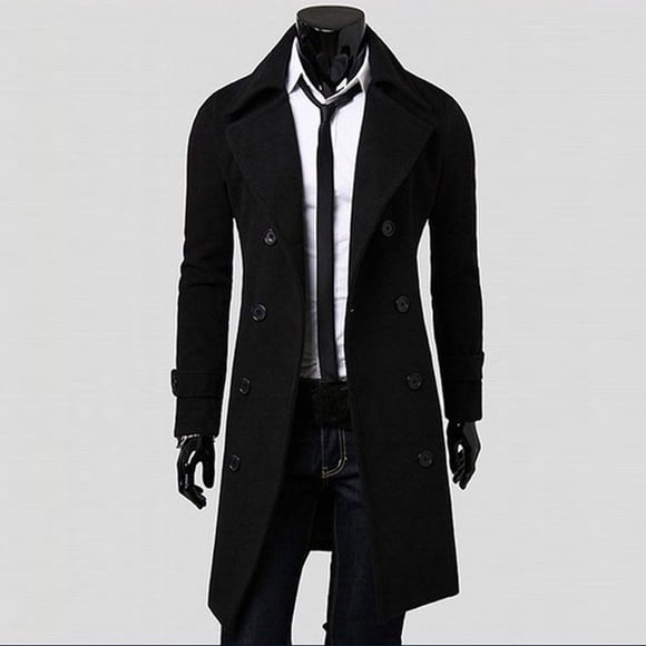 EGNMCR Jackets for Men Winter Men Slim Stylish Trench Coat Double Breasted Long Jacket Coat