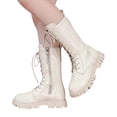 thumbnail image 1 of Wdgfv Bottes de Combat Mi-Mollet à Lacets pour Filles, Mode, Bout Rond, Fermeture Éclair Latérale, Semelle Crantée, Style Punk Goth, pour Tout-Petit, Petite Enfant, Grande Enfant, Blanc, 5-5,5 Ans, 1 of 7