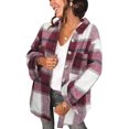 thumbnail image 1 of ORUYROP Womens Long Sleeve Plaid Shirts Flannel Lapel Button Down Shacket Jacket Coats, 1 of 6