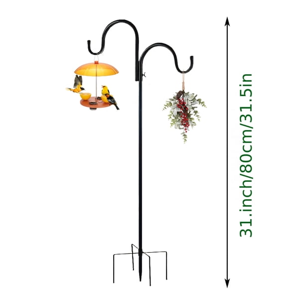 AMERTEER Double Shepherds Hooks for Outdoor Heavy Duty Shepherds Hook for Bird Feeders Pole Hummingbird Feeder Hook for Hanging Bird Feeders Plant Baskets Hummingbird Feeders for Outsid
