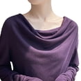 thumbnail image 5 of Roncen Haut à Manches Longues à Col Bénitier pour Femme, Blouse de Base Unie Drapée, Essentiel Extensible pour Superposition, 5 of 5