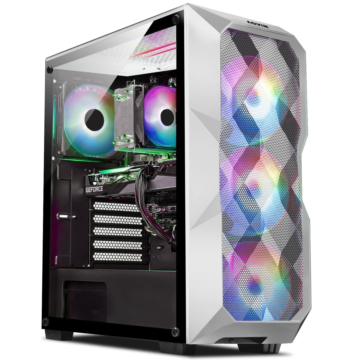 AQVIN AQW70 Gaming Desktop Computer PC - Tower | Core i7 | RTX 3050 8GB | 1TB NVMe SSD | 16GB DDR4 RAM | Windows 11 Pro | Gaming Keyboard and Mouse - Black/ RGB Lights
