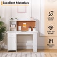 thumbnail image 3 of BeesClover Kids Study Desk and Chair Set, Children's Learning Table with Bookshelf, Bulletin Board, Cabinets & Drawer, 3 of 6