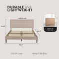 thumbnail image 2 of DeCoro Mornington Upholstered 2.0 Platform Bed w/ Metal Frame, Linen, Queen, 2 of 9