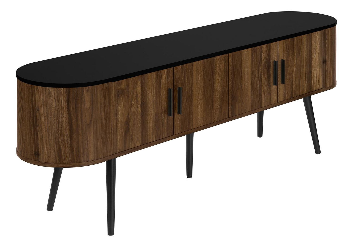 Monarch Specialties Meuble TV, 72 po, Console, Chambre, Salon, Centre de divertissement, Cabinet de rangement, Laminate noyer, Laminate noir, Contemporain