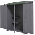 thumbnail image 1 of Outsunny Remise de Jardin avec Tablette et Accessoires Fixes, Vert et Gris, 1 of 10