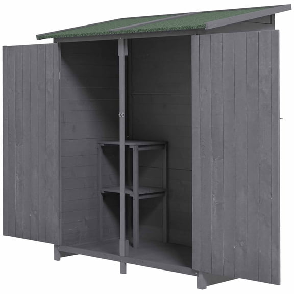 Outsunny Garden Storage Shed w/ Shelf & Fixed Fittings, Green and Grey
