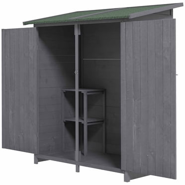 Outsunny Garden Storage Shed w/ Shelf & Fixed Fittings, Green and Grey