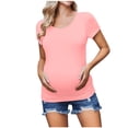 thumbnail image 2 of TopLLC Blouses et Chemises à Manches Courtes à Col Rond Décontractées Printemps et Été Femmes Unies avec Fronces Manches Courtes à Col Rond Chemises de Maternité pour Femmes Hauts Blouse pour Femmes Enceintes, 2 of 7