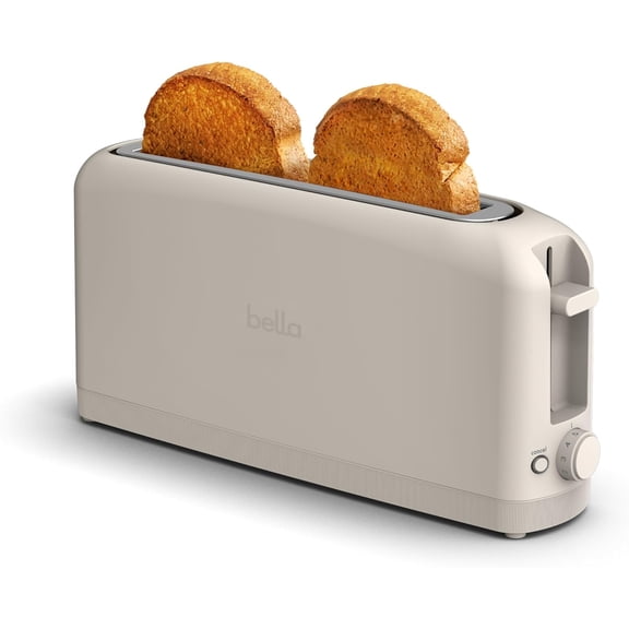 Bella 2 Slice Slim Toaster, Fits-anywhere™ Kitchenware, 6 Setting Shade Control with Reheat & Cancel Buttons.