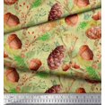 thumbnail image 2 of Soimoi Yellow polyester Georgette Fabric Apricot, & Oaknut Fruits Print Sewing Fabric BTY 52 Inch Wide, 2 of 3