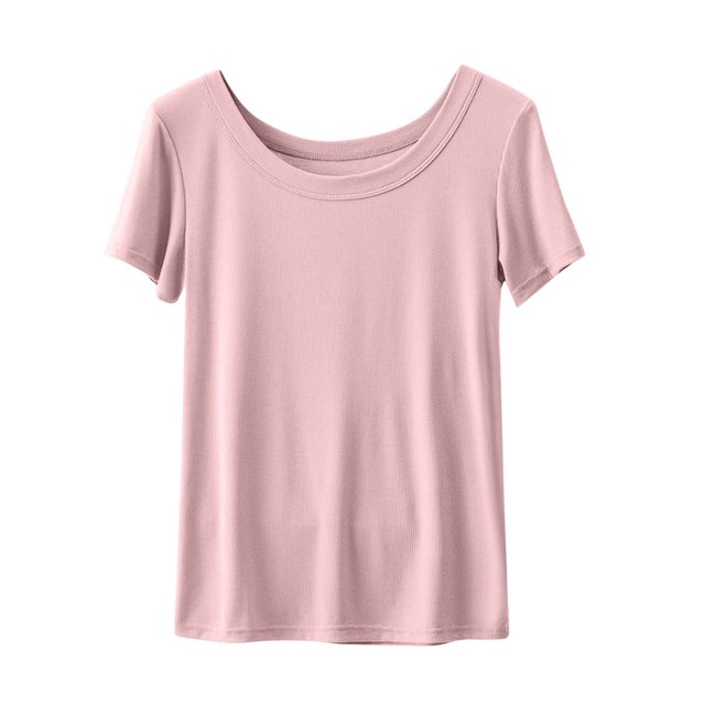 Yuyuzo Hauts de Pyjama pour Femmes Col Rond T-Shirts à Manches Courtes Décontractés d'Été Confortables Blouses Amples. Ce Haut pour Femme Présente une Couleur Rose Douce, une Encolure Ras du Cou et des Manches Courtes. Fabriqué en Tissu Confortable et Respirant, Il Offre une Coupe Décontractée Convenant aux Tenues Décontractées Ou à la Détente. le design Met l'Accent sur le Confort et le style, le Rendant Idéal pour l'Été.