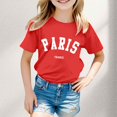 thumbnail image 2 of PMVFHDE Hauts Fille T-Shirts d'Été pour Fille 2025 T-Shirts Filles Hauts Graphiques pour Fille T-Shirts d'Été Tendance pour Fille Coupe Ample Garçon et Fille Imprimé Col Rond T-Shirt à Manches Courtes Ample Rouge, 5-6 Ans, 2 of 4