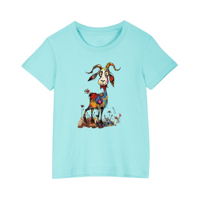 RXIRUCGD 2025 Vêtements d'Été pour Enfants T-shirt Imprimé Mode Mignon Col Rond Manches Courtes
