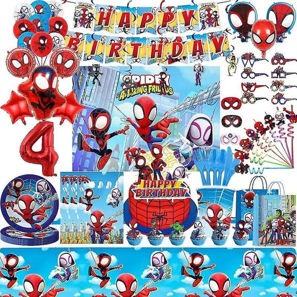 Spidey And His Amazing Friends Birthday Party Decoration Spiderman Theme Tableware Cup Plate Spidey Balloon Supplies For Kids--HAPDEN