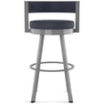 thumbnail image 2 of Amisco Browser 26 in. Swivel Counter Stool - Navy Blue Faux Leather / Glossy Grey Metal, 2 of 9