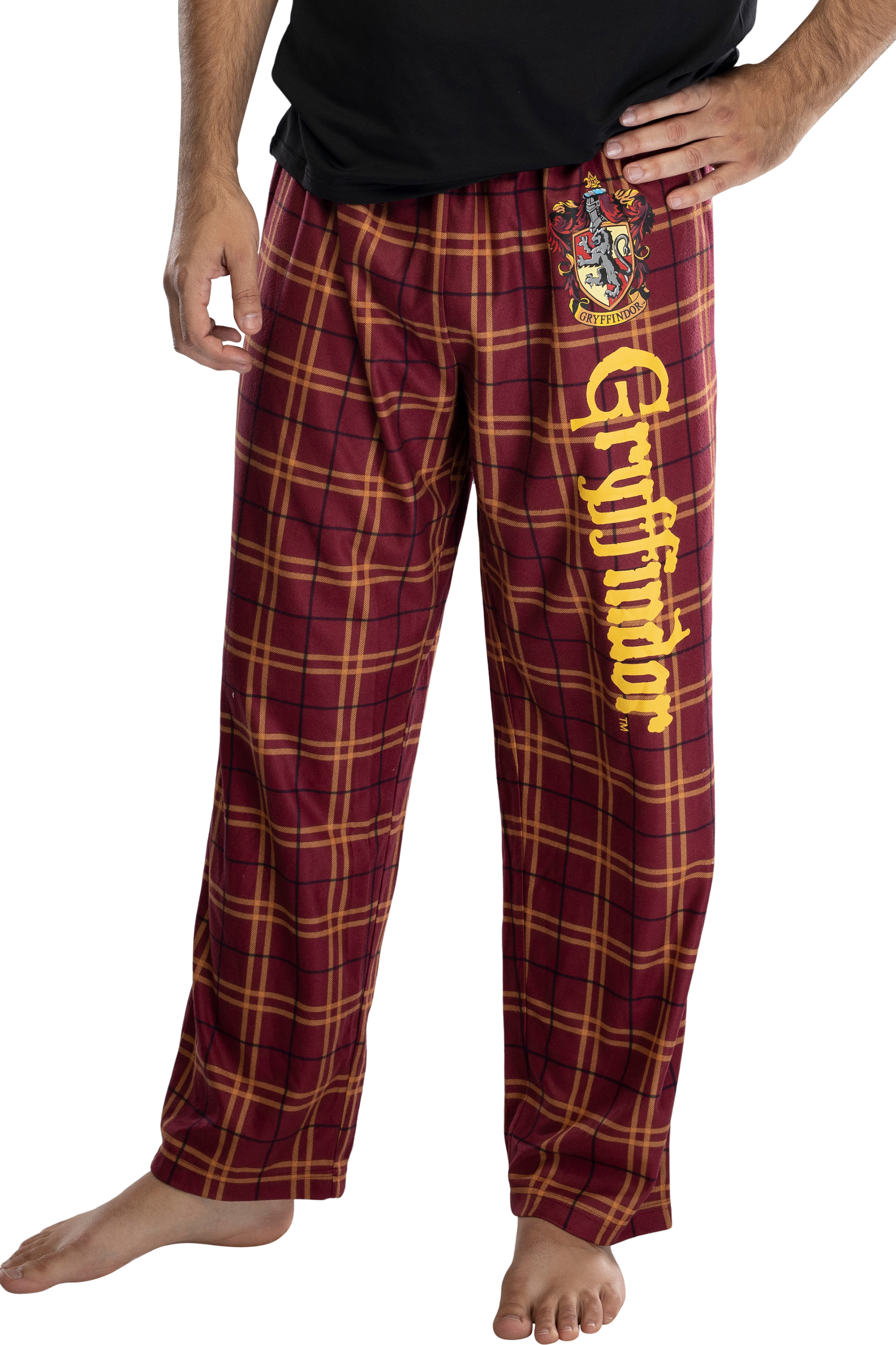 Harry Potter Adult Mens' Gryffindor House Crest Plaid Pajama Pants (Large)