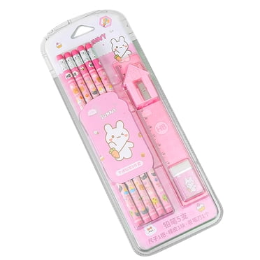 Iumwxz Ensemble de Crayons Papeterie Étudiante Ensemble de Huit Pièces Fournitures de Dessin et Croquis pour Enfants de Maternelle Bois Rose Liquidation