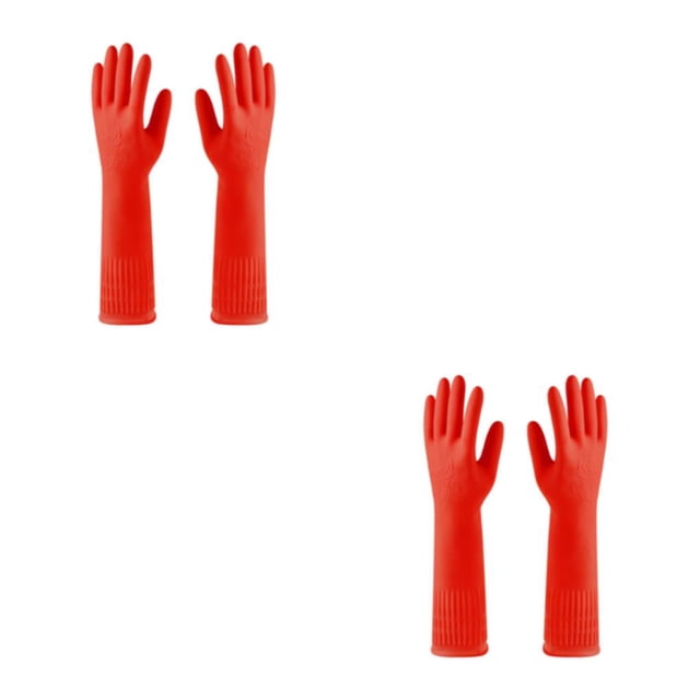 Youkk 2X Rubber Gloves Kitchen Gadget Gardening Tool Exquisite Multipurpose Yard Red M 2Set