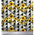thumbnail image 1 of Soimoi Polyester Crepe Fabric Check,Dot & Sunflower Flower Print Sewing Fabric Yard 42 Inch Wide, 1 of 3