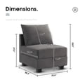 thumbnail image 2 of HONBAY Velvet Armless Chair Middle Module for Moduler Sofa , Dull Grey, 2 of 3