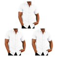 thumbnail image 2 of pitrice Chemise Homme à Simple Boutonnage Été Boutonnée Col Rabattu Chemises Polyester Mode Vêtements Cadeau d'Anniversaire Blanc TG 3Set, 2 of 6