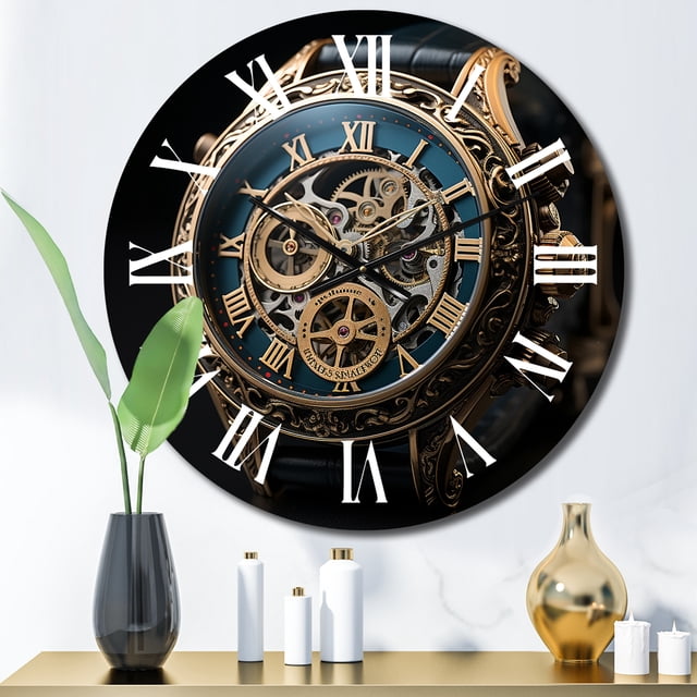 Designart "Diamond Dusk Luxury Watch painting V" Fashion Oversized Wall Clock