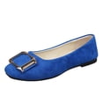 thumbnail image 1 of Blue Women'S Canvas Shoes Square Toe Decor Buckle Flat Solid Color Candy Color Casual Breathable Work Footwear For Spring Autumn Wear Size 37, 1 of 4