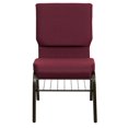 thumbnail image 3 of HERCULES Series 18.5''W Church Chair in Burgundy Patterned Fabric with Book Rack - Gold Vein Frame, 3 of 9