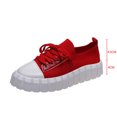 thumbnail image 5 of LOVZFMLL Espadrilles à Plateforme pour Femmes Chaussures Basses en Toile Décontractées Classiques Tendance à Lacets à Enfiler pour Marche Rouge 6.5, 5 of 5