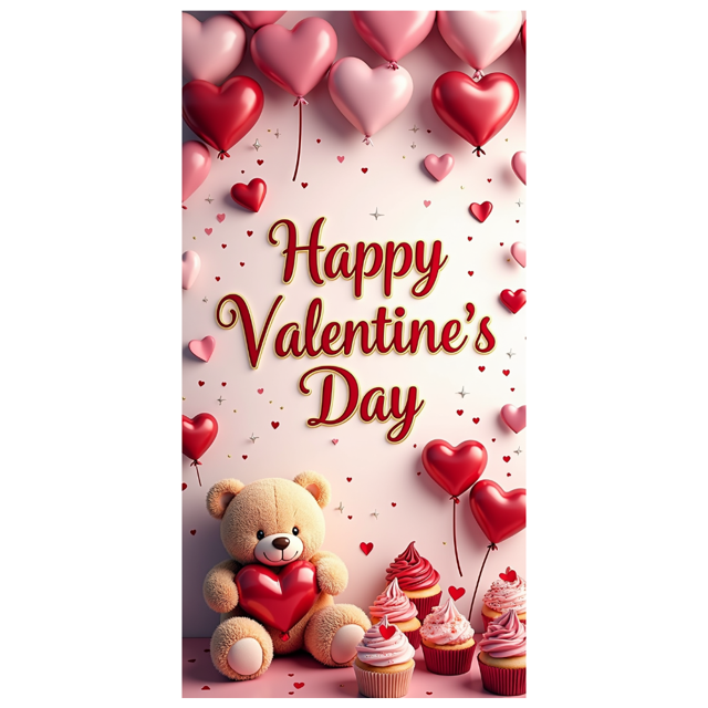 Valentine's Day Party Decoration Banner Heart Design Backdrop Event Photo Props Love Celebration Romance Gift Box Background